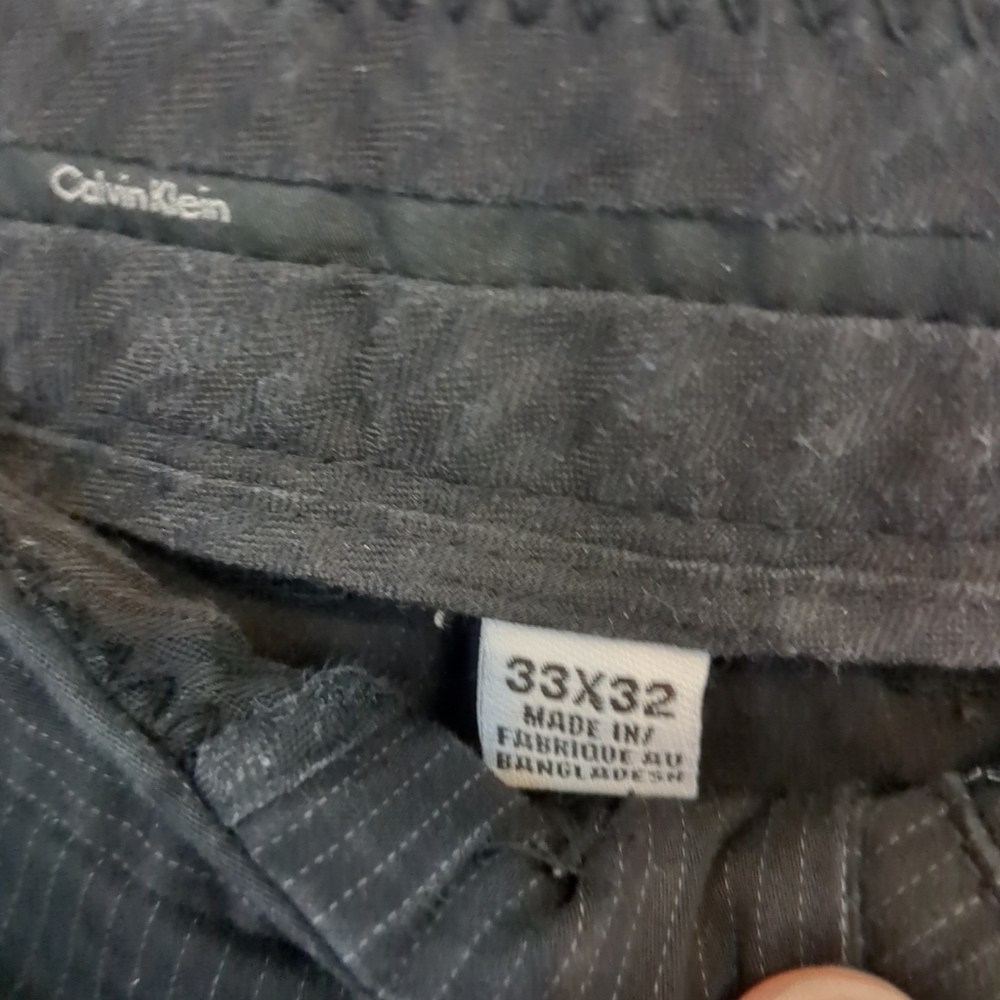 Calvin Klein Chino Pants Mens 34 Black Stripe Cotton Business Casual Formal - Picture 4 of 11